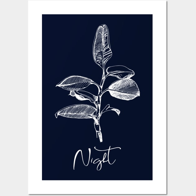 Night. Graphic image of ficus for designs. Wall Art by ElizabethArt